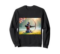 L'arciere samurai si inginocchia all'alba, mirando con l'arco Yumi Felpa