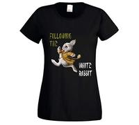 L'Arcobaleno di Luci - T-Shirt Donna Following The White Rabbit (L, Nero)