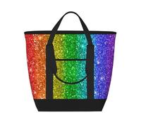L'arcobaleno sembra con le paillettes,Borsa porta pranzo grande capacità isolata per donne e uomini, lavoro, picnic, viaggi