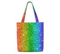 L'arcobaleno sembra con le paillettes,Borse della spesa riutilizzabili, borse per la spesa, borsa a tracolla in tela di grande capacità