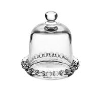 L'Arcolaio Cupola piccola con piatto - Vetro trasparente bordo decorato H 10 D 9,5 cm