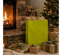 L'Arcolaio Shopper Kraft Lime Regali Natalizi 22X10X29 Cf 10 Pz