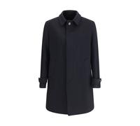 Lardini Black Fleece Wool Trench Coat - IT52 | XL