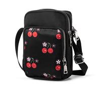 LaRechor Borsa a Tracolla Piccola per Telefono Cellulare Nylon Borsetta Tracolla Porta Cellulare Ragazze Donna Mini Crossbody Borsa con Ciliegie
