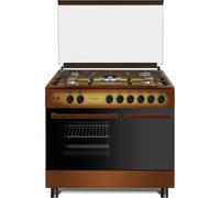 Cucina da 90x60 MARRONE Lar.El forno ELETTRICO con vano porta bombola 5 fuochi acc. elettrica
