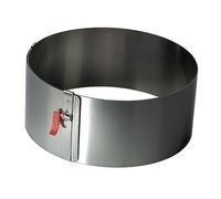 Lares - Anello per torta - Nastro a molla in acciaio/acciaio inox regolabile - Acciaio INOX, Con leva di bloccaggio, 18-30cm Ø, 15cm altezza - Made in Germany
