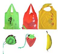 LaresDay 3 pezzi borsa della spesa pieghevole riutilizzabile carino con fragola banana kiwi design, borsa per la spesa alimentare, viaggio, stoccaggio
