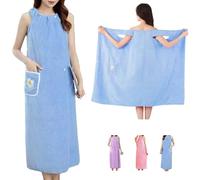 LaresDay Accappatoio da donna alla moda, con tasche, sauna, spiaggia, piscina e benessere, morbido e assorbente, asciugamano da bagno, asciugamano da sauna e doccia (blu)