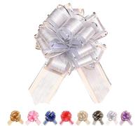 LaresDay Fiocchi regalo, 5 pezzi, grandi (18 cm), per confezioni regalo, auto e auto, riutilizzabili, con pellicola dorata, per matrimoni, feste, inaugurazione della casa (argento)