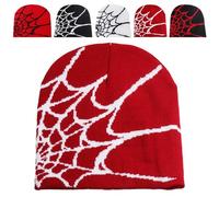 LaresDay Harajuku Y2K Cappellino Spider Web MEA Culpa Print Berretto in cotone unisex per street fashion, Rosso, bianco, S/L
