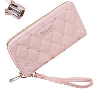 LaresDay Portafoglio da donna grande formato lungo | portafoglio con scomparti multistrato e chiusura lampo | porta badge e porta carte | amore goffratura | ecopelle | telefono cellulare | portamonete