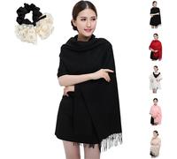 LaresDay Sciarpa pashmina da donna in cashmere artificiale - Festiva per abito da sera e matrimonio - Morbida sciarpa per autunno inverno, Nero , L
