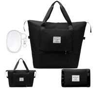 LaresDay Set da viaggio Big Bag: una grande borsa sportiva e borsa cosmetica trasparente per uomo e donna, pieghevole, impermeabile con scomparto per scarpe, ideale per viaggi, palestra, Nero