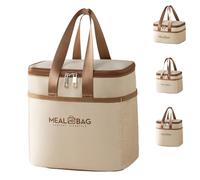 LaresDay Zaino isolante pieghevole con 2 scomparti, borsa termica riutilizzabile per ufficio e scuola, leggero e impermeabile, tessuto Oxford con strato isolante in alluminio