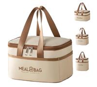 LaresDay Zaino isolante pieghevole con 2 scomparti, borsa termica riutilizzabile per ufficio, scuola, campeggio, leggero e impermeabile, tessuto Oxford con strato isolante in alluminio (S)