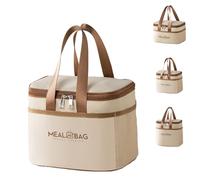 LaresDay Zaino isolante pieghevole con 2 scomparti, borsa termica riutilizzabile per ufficio, scuola, campeggio, leggero e impermeabile, tessuto Oxford con strato isolante in alluminio (M)