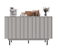 LARFOEK Credenza con 4 ante, moderna armadietto da cucina, design unico, buffet da cucina per soggiorno, cucina, corridoio, 140 x 38,5 x 82,5 cm, grigio (grigio)