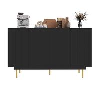 LARFOEK Credenza con 4 ante, moderna armadietto da cucina, design unico, buffet da cucina per soggiorno, cucina, corridoio, 140 x 38,5 x 82,5 cm, colore nero