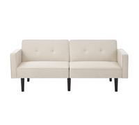 LARFOEK Divano a 2 posti con funzione di sonno, moderno tessuto di cotone e lino, schienale doppio regolabile, per soggiorno, camera da letto, 176 x 76 x 74 cm (beige)