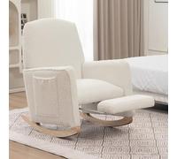LARFOEK Teddy - Sedia a dondolo in tessuto, con poggiapiedi, per allattamento, per soggiorno, camera da letto, cameretta dei bambini, portata fino a 110 kg, colore: Bianco