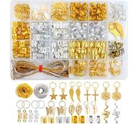 Larfraecy 240 pezzi Kit di accessori Dreadlock,Anelli per trecce e fermagli per capelli fai da te con fili d'oro e d'argento,Perline Trecce accessori,Anelli per Capelli,Bobine per capelli