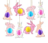 Larfraecy 8Pezzi Coniglietto di Pasqua Decorazioni a Nido d'Ape Decorazioni di Pasqua da Appendere Decorazioni di Carta a Nido d'Ape per Feste per Decorazioni Primaverili e pasquali,Compleanni