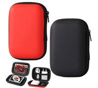 Larfraecy Custodia per carte da gioco, 2 pezzi, impermeabile, porta carte da gioco UNO, portatile, in EVA, per viaggi, campeggio e giochi all'aperto, custodia per cavi dati, rosso nero