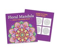 Larfraecy Libro da colorare per adulti, libro da colorare con mandala antistress, 32 motivi di fiori in stile mandala, per rilassarsi, libro rilegato in carta spessa di alta qualità, regalo per donne