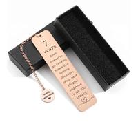Larfraecy Segnalibro romantico per il 7° anniversario di matrimonio, per lui e lei, per uomini e donne, regalo di anniversario di matrimonio in bronzo per marito, moglie, regalo di 7 anni in rame