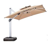 Large 2.5m Cantilever Patio Umbrella with Double Top - Adjustable Tilt for Garden Poolside & Balcony Shade - Rectangular Outdoor Sun Shelter Green Color