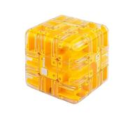 Large 3D Labyrinth Cube Puzzle, Maze Ball Brain Teaser Toy, for Stress Relief & Logic Development, Gift Adults Teens (Yellow)
