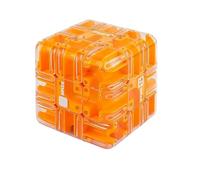 Large 3D Labyrinth Cube Puzzle, Maze Ball Brain Teaser Toy, for Stress Relief & Logic Development, Gift Adults Teens (Orange)