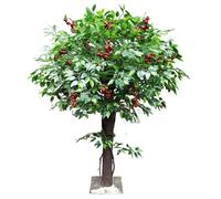Large Artificial Red Cherry Tree, Faux Greenery with Bright Fruits, Ideal Fake Fruit for Home, Garden, Patio, Hotel & Restaurant Decoration(2.5M)