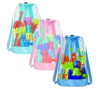 Large Beach Bag, Mesh Backpack, 14,5 x 18 pollici, Toy and Shell Carrier, Adjustable Straps, Breathable Materials, Multifunctional Swimming Tote for Vacation, Holiday, Pool Use