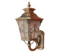 Large Black Exterior Wall Lantern with Glass Shade Farmhouse Porch Sconce Lighting Waterproof Outdoor Patio Wall Light Fixture Modern Wall-Mounted Outside Lights for House Porch Garage Doorway(Brown)
