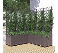 Large Brown Garden Planter with Trellis 120x40x136 cm, Outdoor Flower Pot for Climbing Plants, Sturdy PP Plant Box for Balcony Terrace Patio, Tomato Peas Rose Support, Weather-Resistant Container