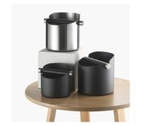 large capacity, Cestino for il caffè in acciaio inossidabile con assorbimento degli urti, contenitore di macinazione antiscivolo, asta di battuta mobile, macinazione della polvere,knock box(Black-S)