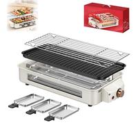 Large Capacity Detachable Multi-function Smokeless Electric Grill, 1500w 2 in 1 Electric Indoor Grill with Non-stick Removable Grills & Griddle Plate, Portable Kitchen Skillet, 5 Temperature Control