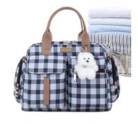 Large Capacity Diaper Tote Bag - Stylish Plaid Shoulder Pouch with Handle