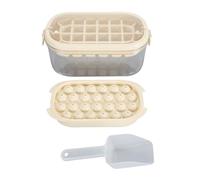 Large Capacity Ice Cubes Tray Double Layer 54 Grids Ice Maker Mould with Lid Bin Scoop (Beige (Soft Bottom Type))