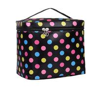 Large Capacity Makeup Bag with Compartments, Square Handle Cosmetic Bag for Organizing Makeup, Colorful Dots Design Toiletry Bag for Travel, Versatile Cosmetic Organizer for Women