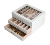 Large Capacity Multi-Layer Drawer Type Jewelry Box Women's Necklace Earring Bracelet Ring Storage Organizer Case per Gioielli e Orecchini(White)