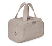 Large Capacity Wide-Open Travel Cosmetic Bag, 4-In-1 Puffy Multi-Functional Humidity Travel Cosmetic Bag, Waterproof Portable Pouch Open Flat Toiletry Bags for Women (Khaki)