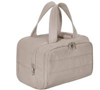 Large Capacity Wide-Open Travel Cosmetic Bag, Cureaway Travel Cosmetic Bag, Camping Toiletry Bags, Dry-And-Wet Separation Waterproof Portable Pouch Open Flat Toiletry Bags (Brown)