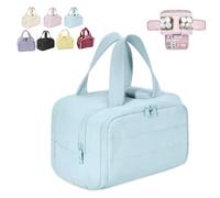 Large Capacity Wide-Open Travel Cosmetic Bag, Cureaway Travel Cosmetic Bag, Multi-functional Waterproof Toiletry Organizer, Lightweight Large 4 Compartments, Separate Wet and Dry Areas (Sky blue)