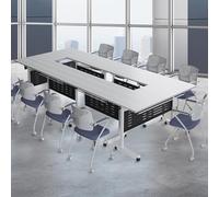 Large Conference Table 6pack for 2-24 People Rectangle Folding Conference Room Desk 92° Flip Top Meeting Seminar Desk with Caster Wheels for Office Meeting Class room