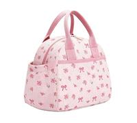 Large Corduroy Lunch Bag for Women Leakproof Reusable Pink Cooler