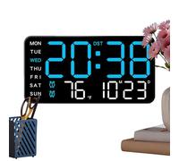 Large Digital Wall Clocks - Multifunzione LED Time Display, Decorative Wall Clock with Date Day Temperature | Modern Room Clock for Bedroom Living Room Office Dorm RV Garage Patio Gym School