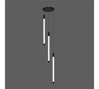 Large Entryway Foyer Staircase, High Ceilings, Long Tube Hanging Black Farmhouse Linear Chandelier for Living Room, Dining Table, Hall (12 Lights)(Black,3 Light
