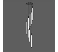 Large Entryway Foyer Staircase, High Ceilings, Long Tube Hanging Black Farmhouse Linear Chandelier for Living Room, Dining Table, Hall (12 Lights)(Black,8 Light